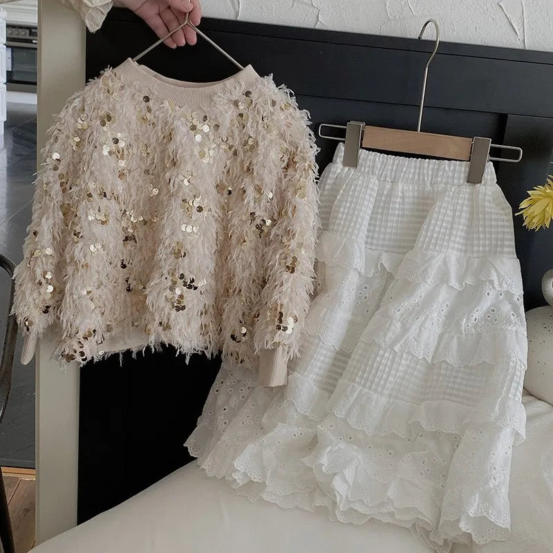 Baby Girl Princess Sequin Hoodie – Fluffy Feather Sweatshirt for Infant & Toddler | Spring Fall 1–10Y