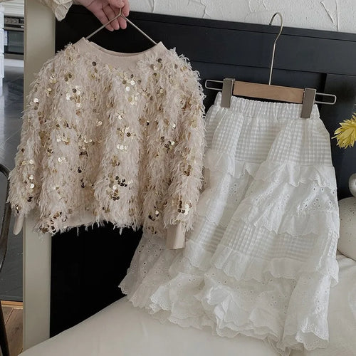 Baby Girl Princess Sequin Hoodie – Fluffy Feather Sweatshirt for Infant & Toddler | Spring Fall 1–10Y