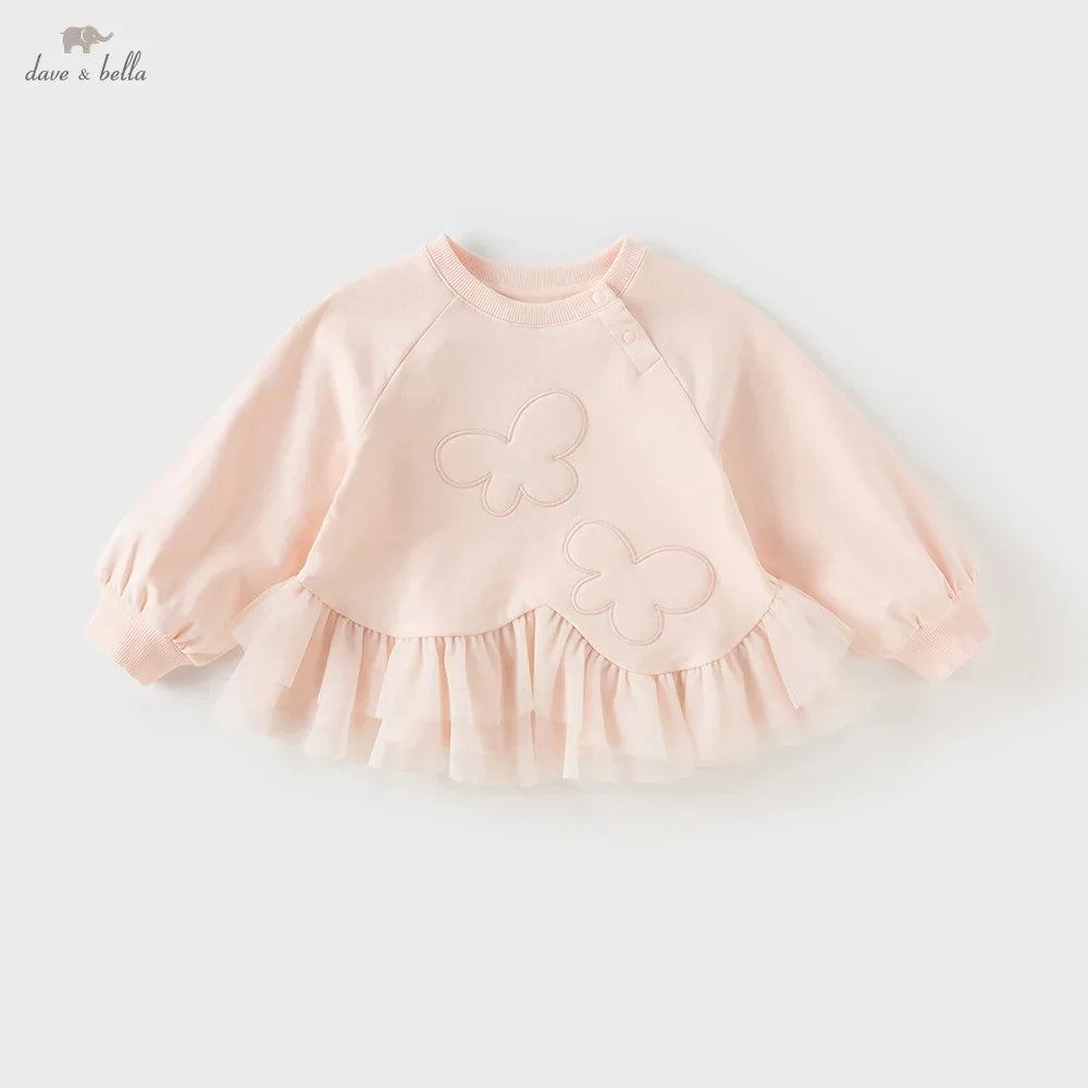 Toddler Girls Pink Floral Hoodie Dress – Sweet Mesh Long Sleeve Sweatshirt for Baby & Kids | Fall Party Outfit