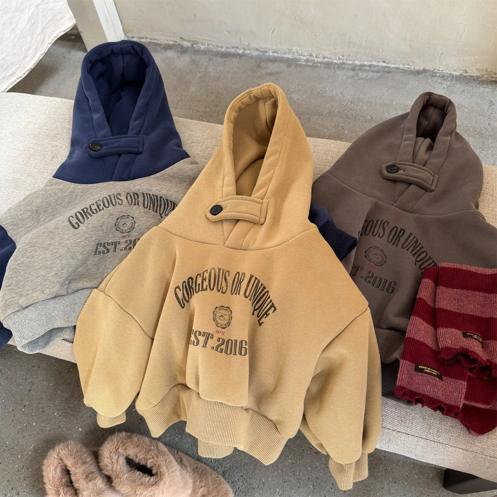 Kids Plus Velvet Fleece Hoodie – Warm Thick Hooded Sweatshirt for Baby Boys & Girls