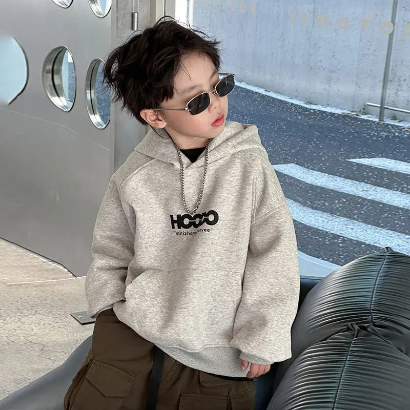 Boys Korean Style Hoodie – Trendy Hooded Sweatshirt for Toddler to Big Kids | Spring Fall 2025
