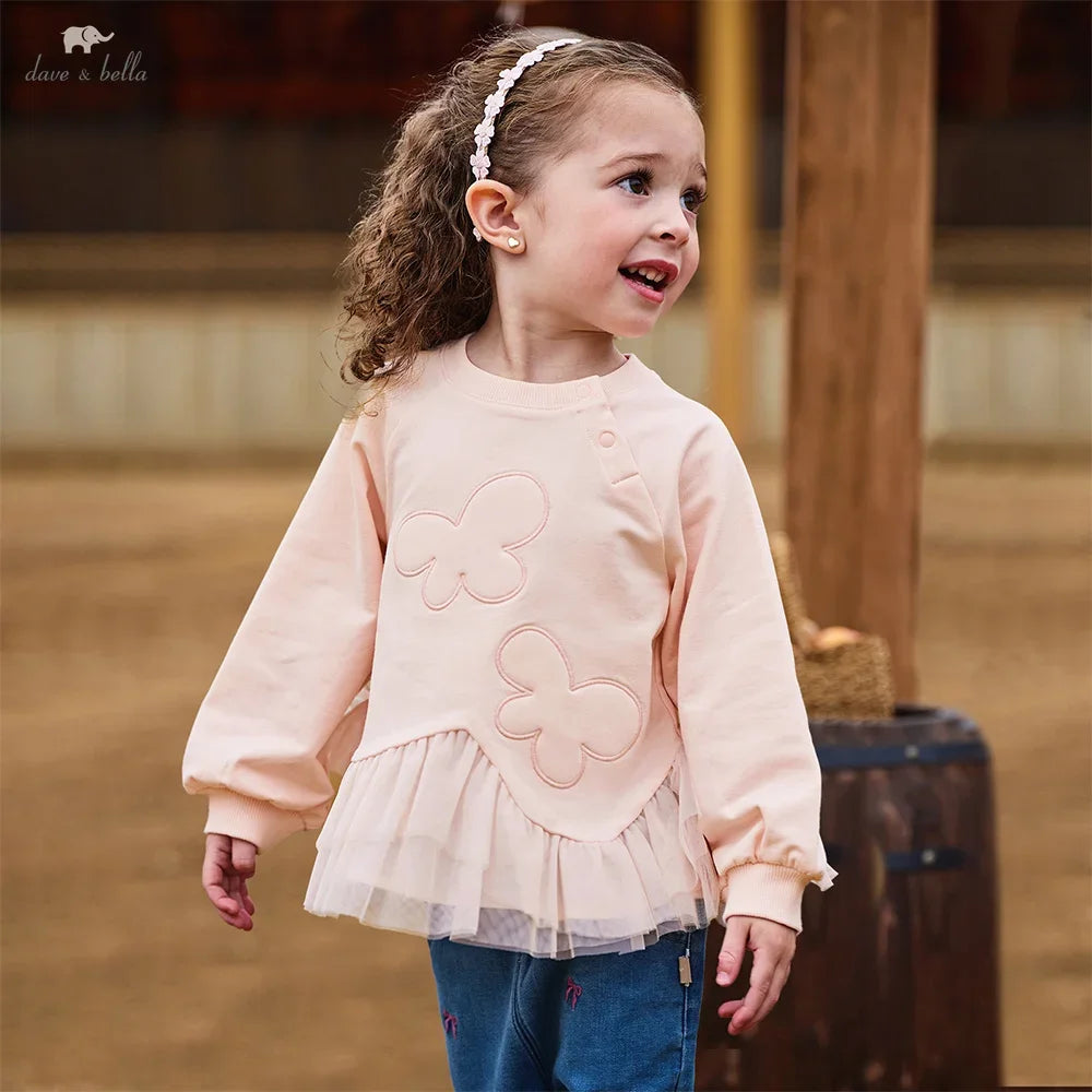 Toddler Girls Pink Floral Hoodie Dress – Sweet Mesh Long Sleeve Sweatshirt for Baby & Kids | Fall Party Outfit
